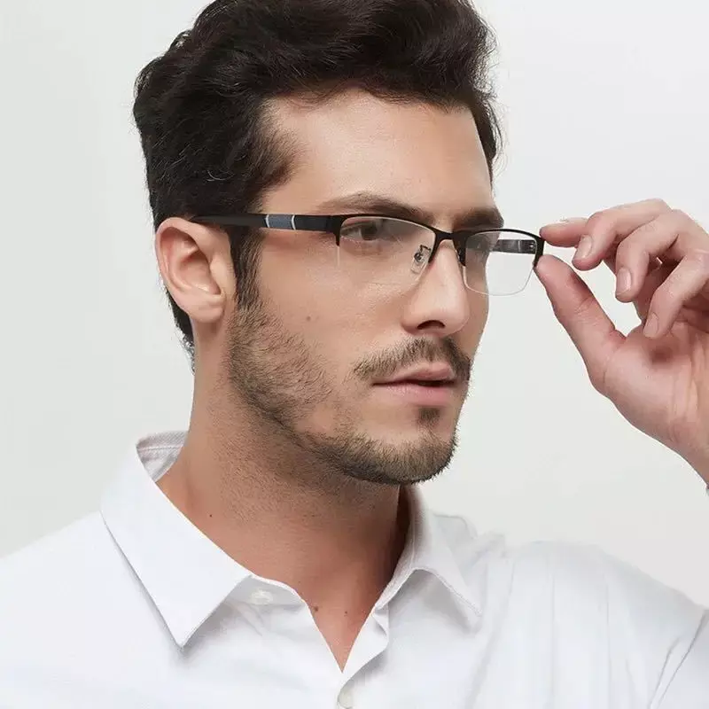 Metal Anti-blue Light Reading Glasses Farsighted Eyeglasses Men Business Eyewear Diopter 0 +1.0 +1.5 +2.0 +2.5 +3.0 +3.5 +4.0
