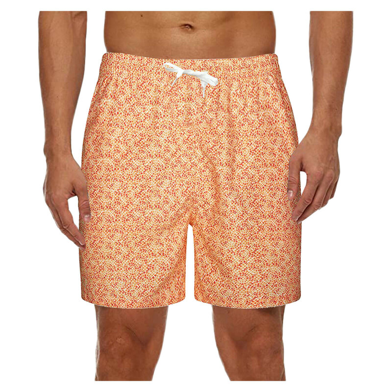 Calça de praia listrada branca masculina, shorts de férias, calção de banho com forro, atadura de primavera quente masculina, 2024