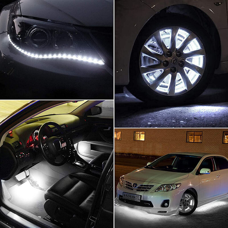 1X30CM 15 SMD Lampu Garis LED Mobil Styling Interior Dekoratif Lampu Suasana Modifikasi Eksterior Cahaya Sekitar DRL