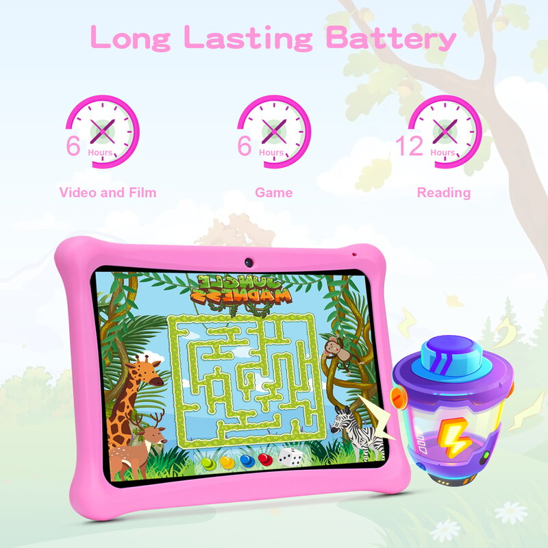 10 polegadas 2 + 64gb android tablet pc para crianças, com caixa de silicone, google play, wifi, para estudar educação