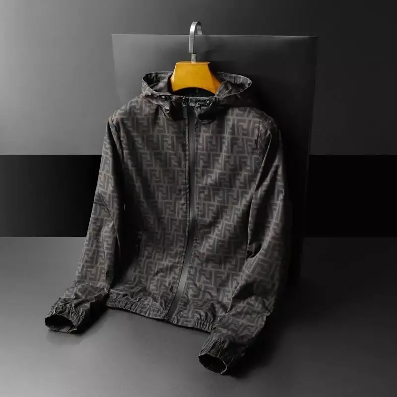남성용 레터 프린트 얇은 재킷, 가벼운 럭셔리 트렌디 슬림 핏 의류, 남성용 후드 재킷, 가을