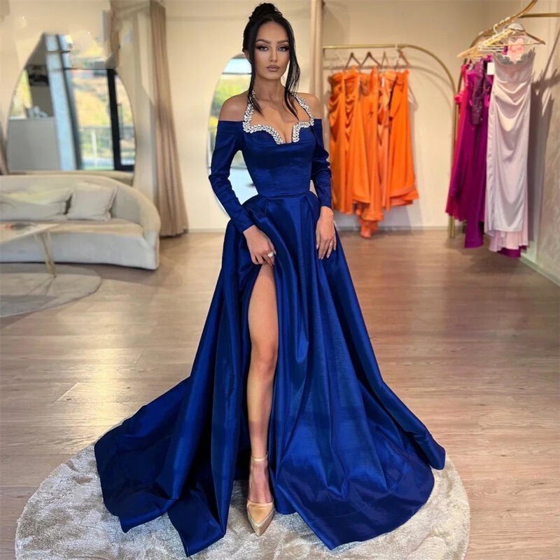 Gaun Prom Arab untuk wanita tanpa lengan hingga lantai renda applique gaun malam Formal putri duyung gaun pesta pernikahan panjang 2024