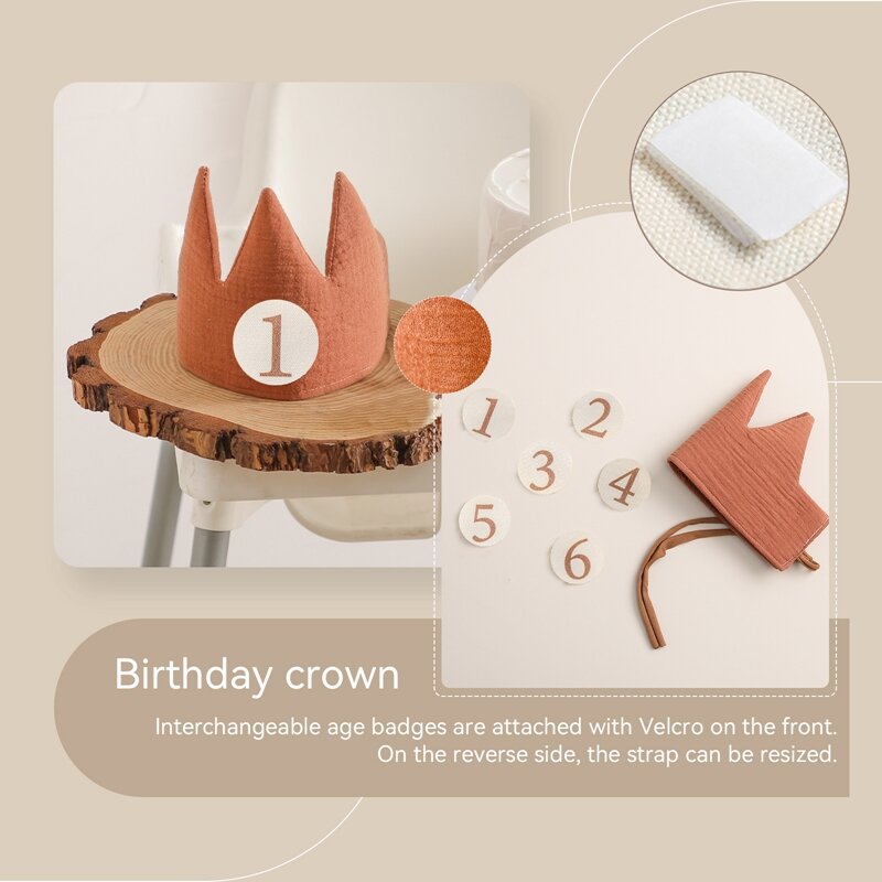 Baby Birthday Party Hat Set Crown Headband Magic Wand Toy Banner Cake Birthday for Kids Party Photography Props Baby Gifts
