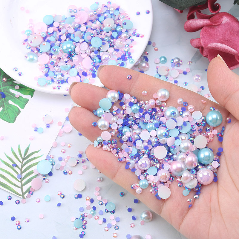 Mix Resin Rhinestone Pearls for Clothing Decorations Glitter Nail Gems Glue on Flatback Crystal Pearls DIY Decor Accessories