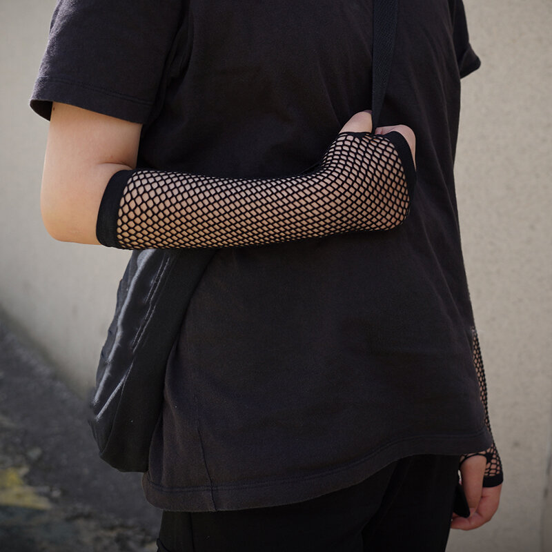 ผู้หญิงตาข่ายถุงมือสั้นนาฬิกาข้อมือ Gothic Punk Rock เครื่องแต่งกายแฟนซีปาร์ตี้เจ้าสาว Fingerless ถุงมือ Mitten Dropshipping