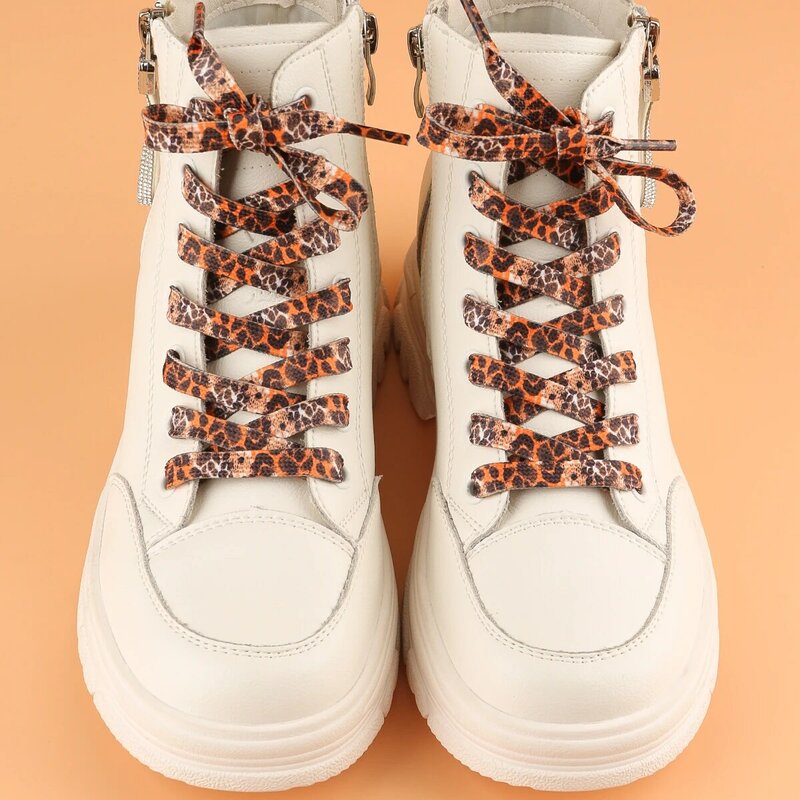 1 pasang tali sepatu motif macan tutul klasik terbaru tali sepatu datar wanita anak perempuan pria cocok untuk semua jenis sepatu untuk kegiatan luar ruangan
