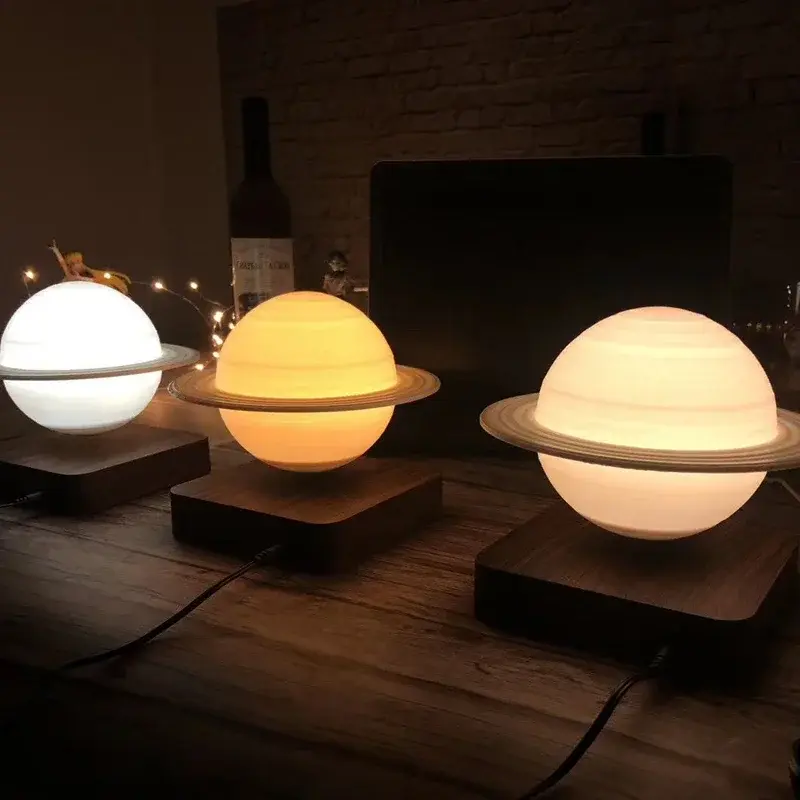 Lámpara de Luna de levitación magnética 3D Saturno, luz nocturna giratoria táctil, Led, Luna flotante, decoración del hogar, sala de estar, dormitorio