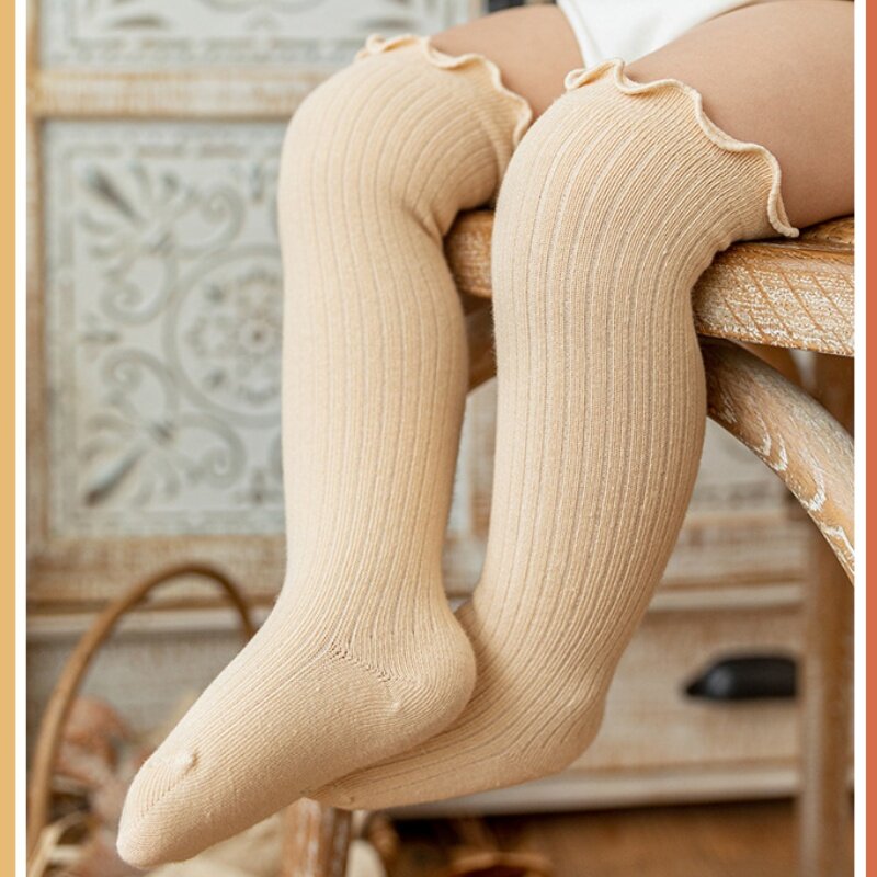 Calcetines largos de algodón para bebé, medias hasta la rodilla, suaves, de Color sólido, novedad