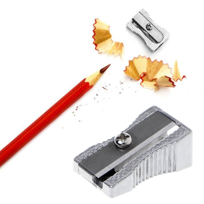 Metal chanfrado único furo apontador lápis escola escritório apontador papelaria d5qc