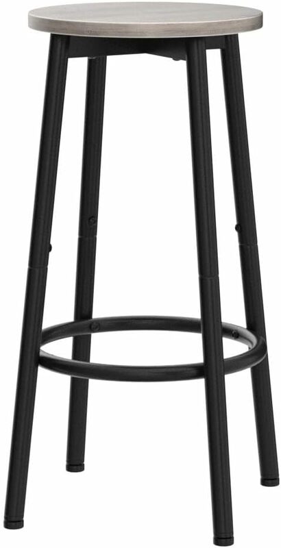 Ensemble de 2 chaises de bar rondes avec repose-pieds, pour cuisine, cadre en acier robuste pour salle à manger
