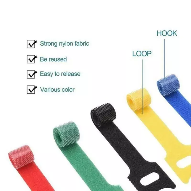 10/50pcs Releasable Cable Organizer Ties Mouse Earphones Wire Management Nylon Cable Ties Reusable Loop Hoop Tape Straps Tie
