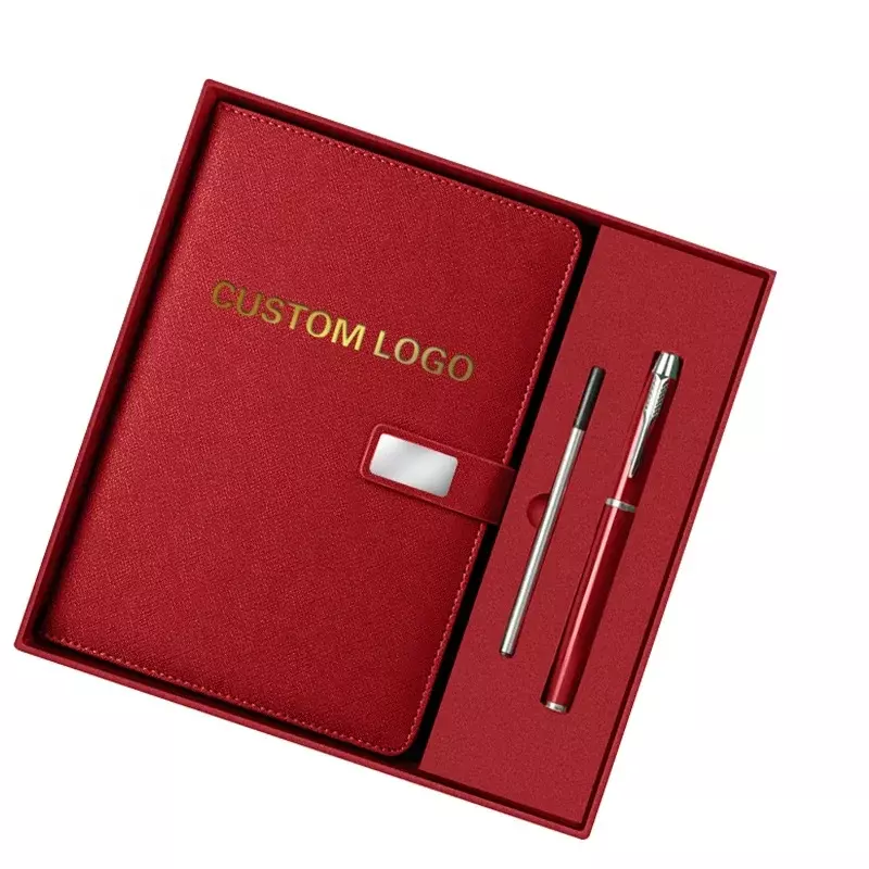 Cuaderno de cuero vegano pu con bolígrafo, producto personalizado, logotipo personalizado, formato a5, regalos para médicos