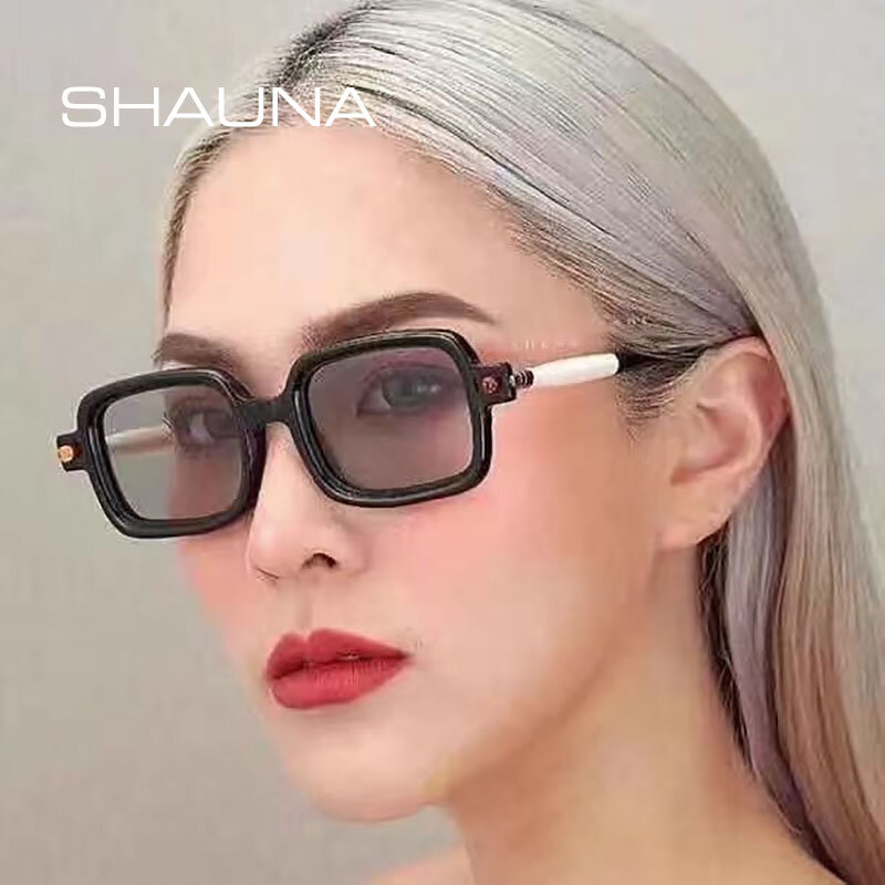Shauna único duplo cores templo moda retângulo óculos de sol anti-azul luz óculos de computador quadros