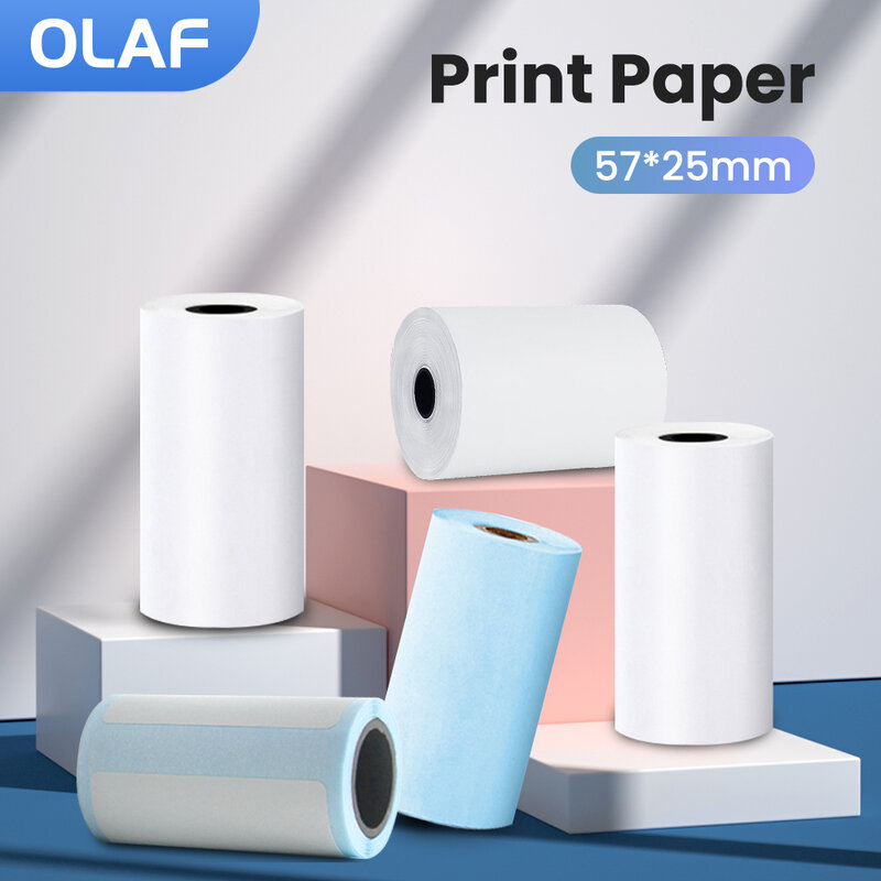 Rolos de papel térmico auto-adesivos, papéis de etiqueta de impressão, adesivo para mini impressora térmica, foto para câmera infantil, 57mm