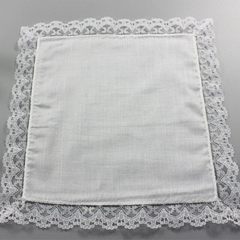Pañuelos algodón para mujer, pañuelos clásicos lavables con adorno encaje, bordado pañuelos teñidos anudados y