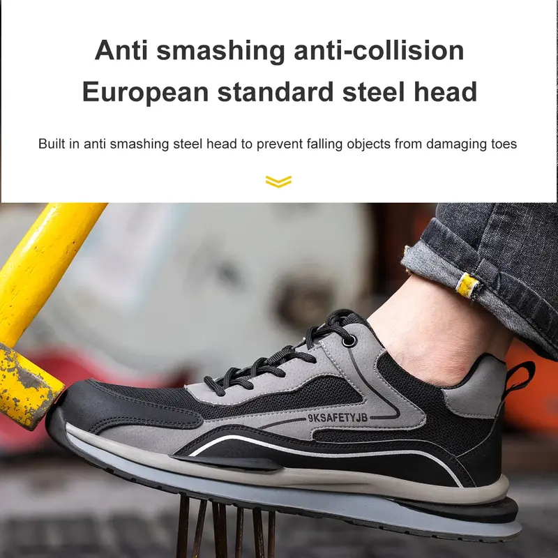 Verão respirável homem/mulher sapatos de segurança toe de aço anti-quebra construção sapatos de soldagem faixa reflexiva calçados masculinos tênis