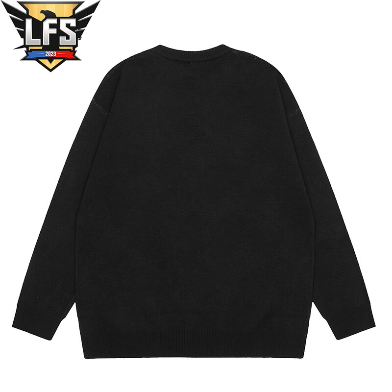 Moda Harajuku luźny pulower Unisex Hip Hop Punk napis Graffiti dzianinowe swetry Vintage męski sweter Y2K Streetwear jesień