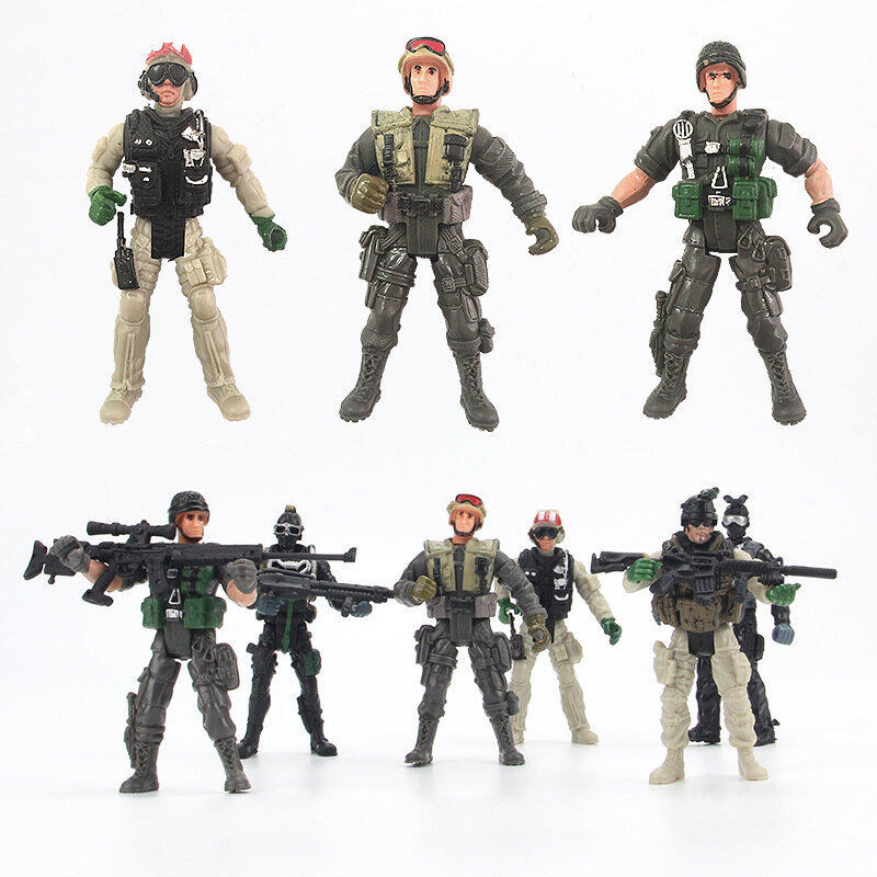 Figura movible militar de soldado conductor, juguete de 10cm, 1/14, excavadora RC, cabina y remolque, coche militar, modelo de decoración