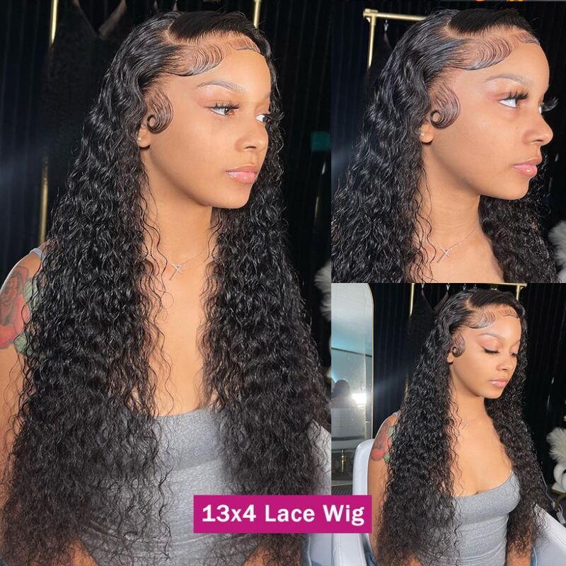 Deep Wave Lace Frontal Wig 13x4 13x6 HD Lace Front Human Hair Wigs Brazilian Remy Curly Hair 4x4 Lace Closure Wig Pre Plucked