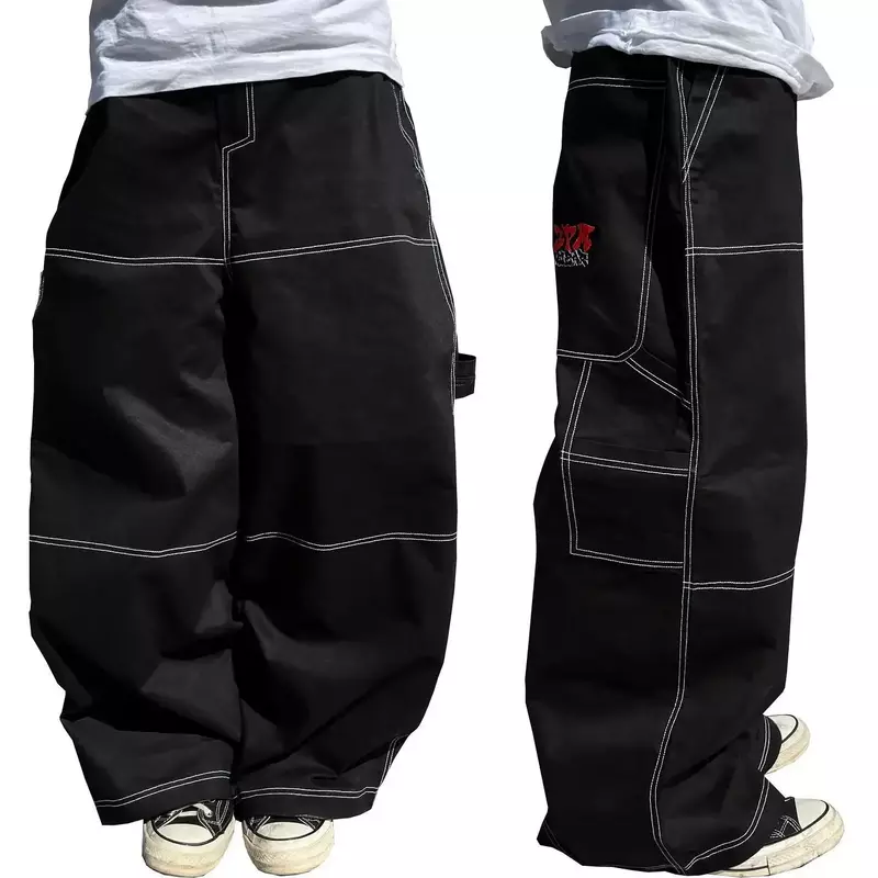Hip Hop Retro 3pmwear Jeans lettera ricamo Jeans larghi uomo donna Harajuku High Street pantaloni a gamba larga a vita alta di nuova moda
