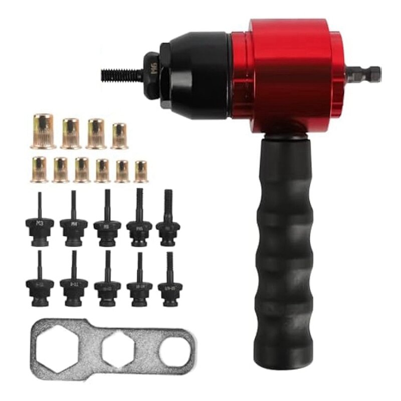 Rivet Nut Drill Adaptor SAE 6-32 8-32 10-24 10-32 1/4-20 Metric M3/M4/M5/M6(Installed)/M8 With 50 Rivnuts Thread Insert Durable
