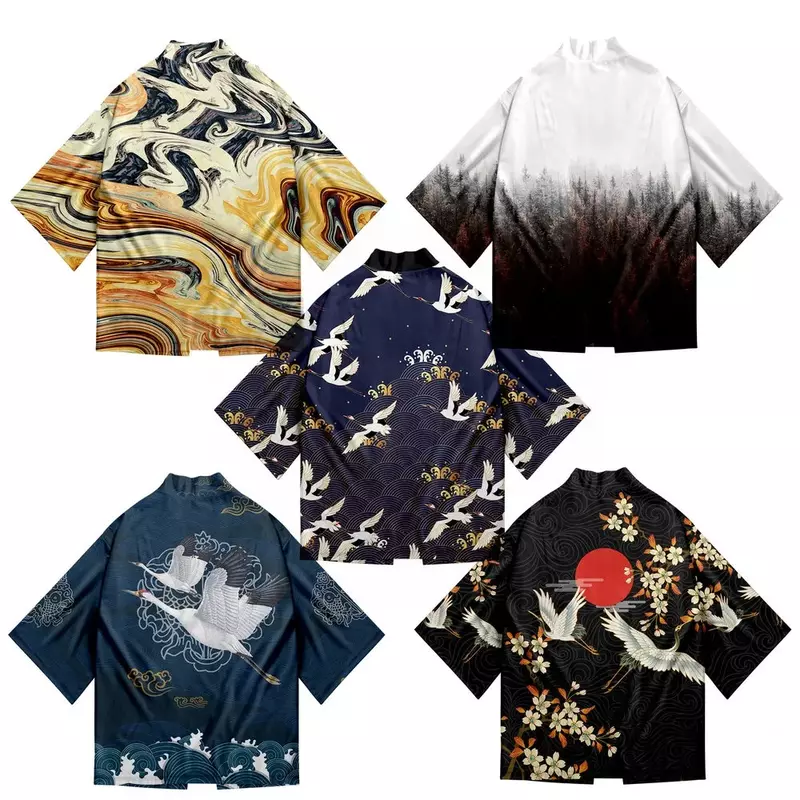 Кимоно японское традиционное для мальчиков и девочек, модный кардиган, жакет, пляжная одежда, накидка, хаори, японская мода