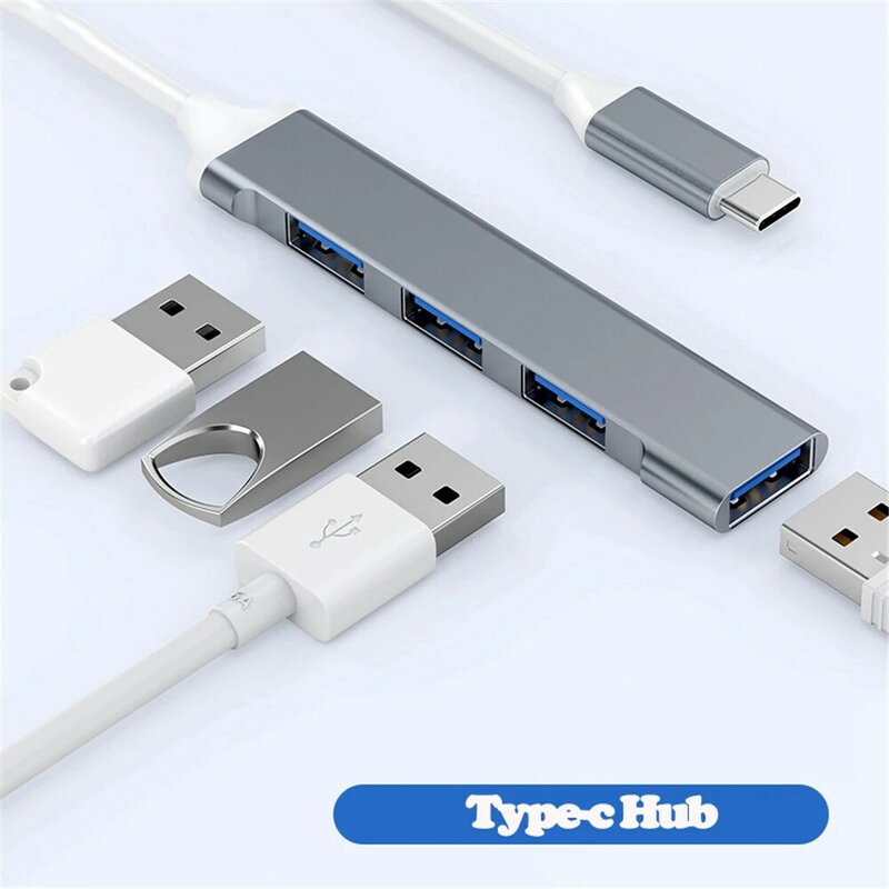 Alta Velocidade Tipo C Divisor para PC, USB 3.0 Hub, USB 3.0, USB 2.0, 5Gbps, Multi-Port, Acessórios de Computador