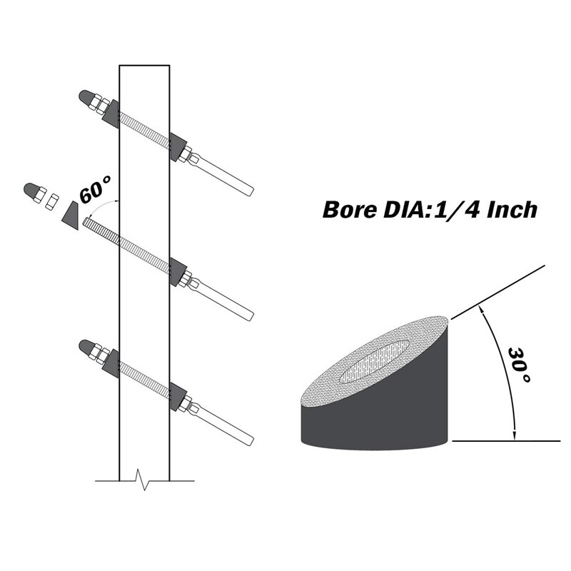 Arruela chanfrada para Deck Cable Railing Kit, aço inoxidável, madeira, Metal, A, T316, 1/4 ", ângulo de 30 graus, 1/8" a 3/16 ", 30Pcs
