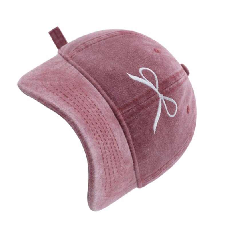 Women Embroidered Bow Baseball Hat Embroidery Bow Versatile Hat for Summer Spring Breathable Hat for Adults Casual Sport