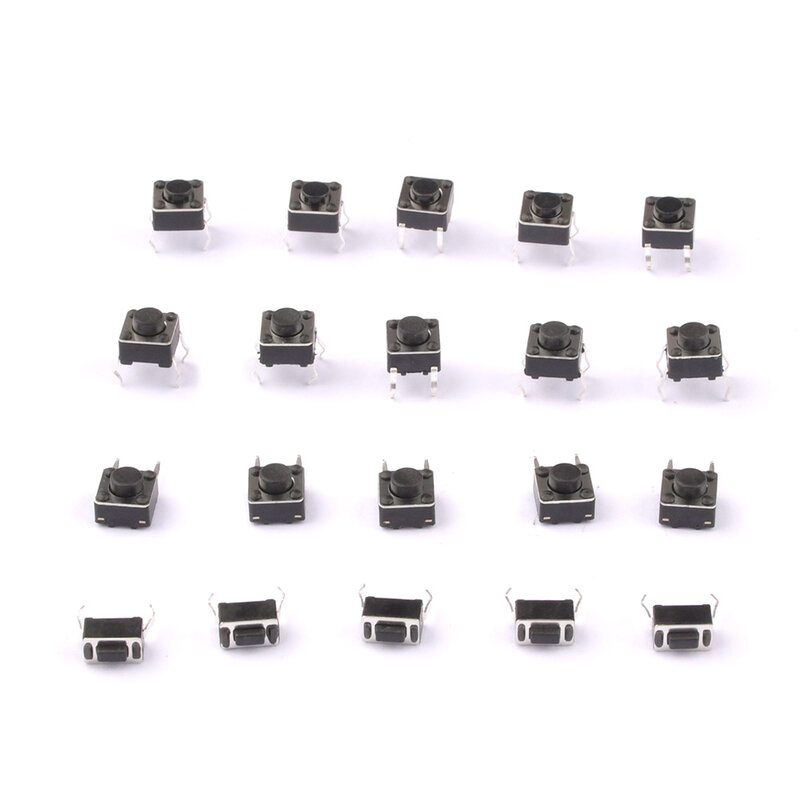 Kit de combinación de botones táctiles para manualidades, SMD microinterruptor DIP 2x4, 3x6, 4x4, 6x6, 25 tipos por lote, 125 unidades