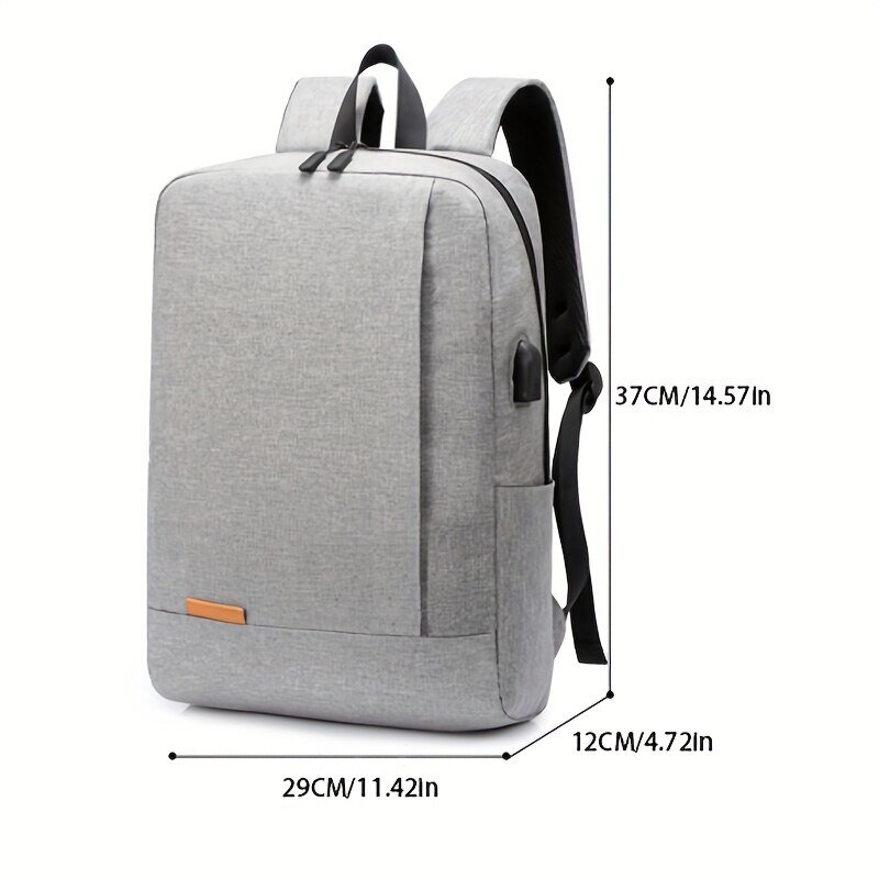 1 zestaw 15,6-calowy męski biznesowy prosty plecak komputerowy do ładowania USB Lekka torba szkolna dojeżdżająca do pracy