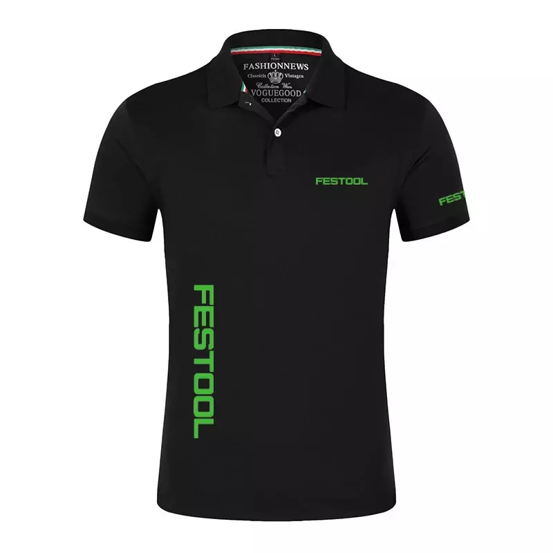 2024 Festool narzędzia męskie nowe letnie koszulki polo krótkie spodenki z nadrukiem klasyczne bawełniane codzienne sportowe koszulki solidny kolor koszule