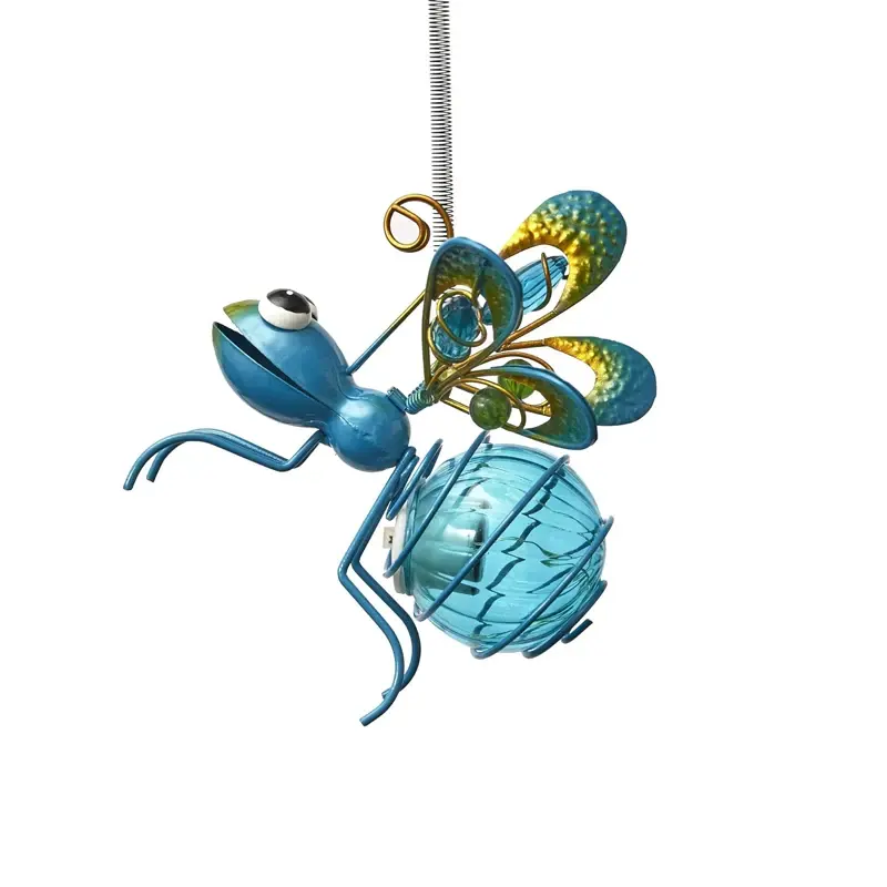 Ijzeren Insectenbeeld Met Led Fairy Licht Buiten Waterdicht Hangend Boomornament Voor Hek Binnenplaats Tuin Tuin Kunst Decor