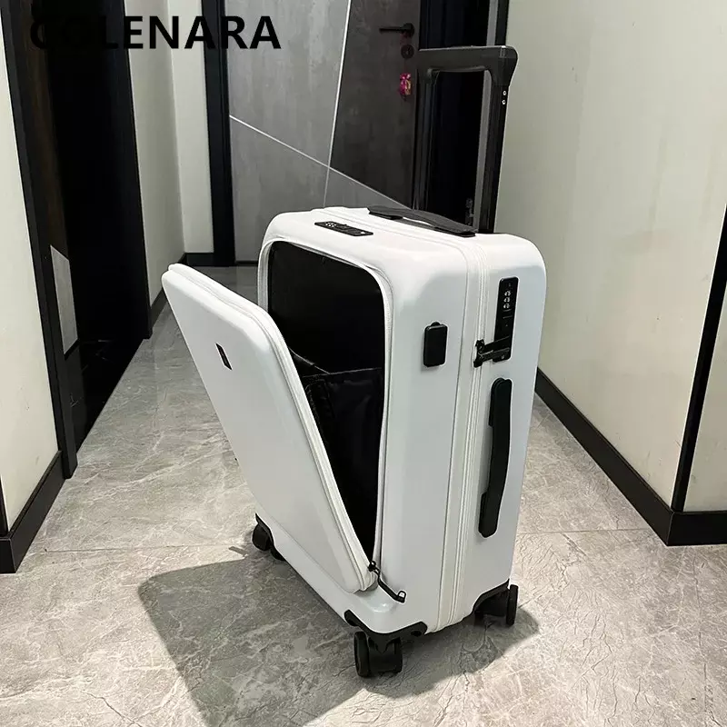 COLENARA Business Suitcase 20 Inches Boarding Box PC Front Opening Laptop Trolley Case 24 Ladies Travel Bag Carry-on Luggage