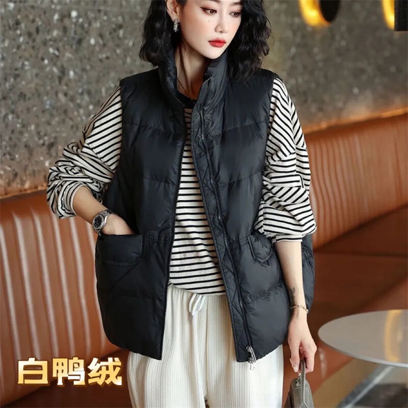 Koreanische Version leichte Daunen Baumwoll jacke vielseitige Weste modische Frauen Plüsch locker sitzende Weste Leibchen für Freizeit kleidung