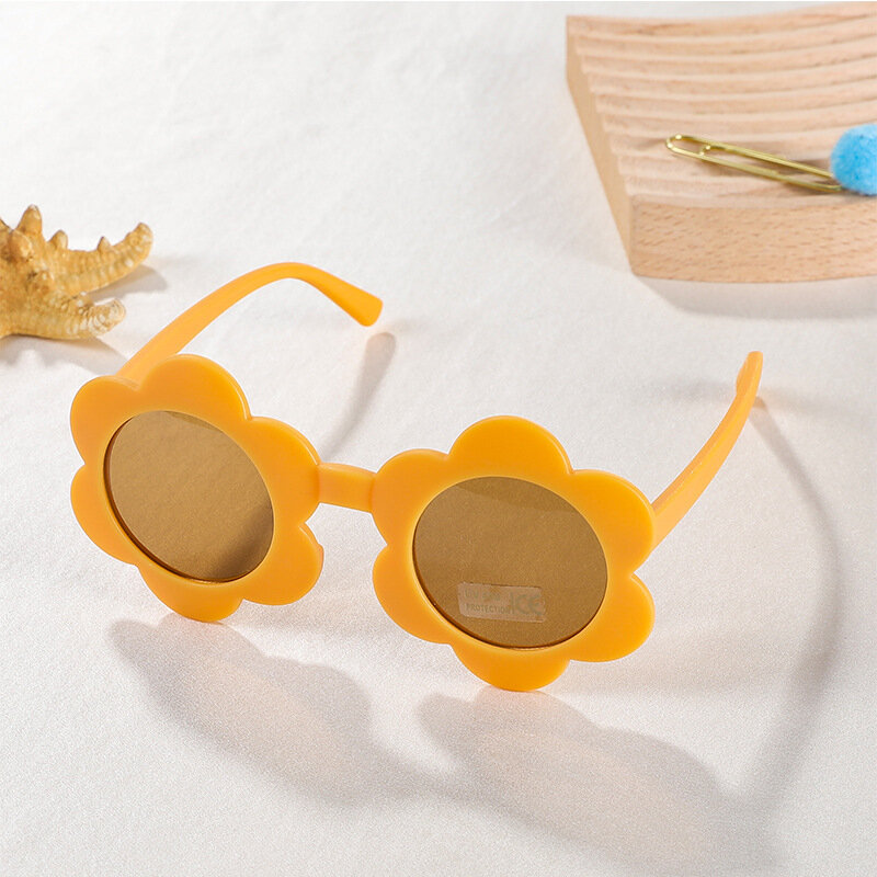 نظارات شمسية جديدة للأطفال مزودة بزهور شمسية UV400 للأولاد والبنات نظارات شمسية جميلة للأطفال في الهواء الطلق نظارات مستديرة لطيفة للأطفال