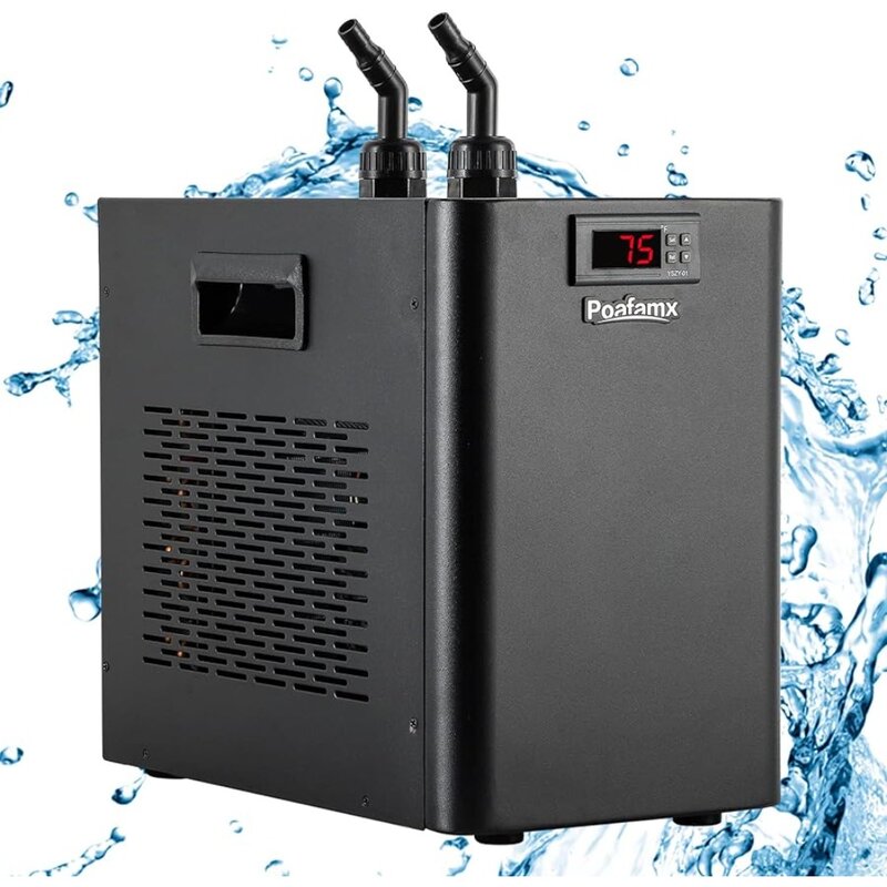 Poafamx เครื่องทำความเย็น42gal 1/10 HP เครื่องทำน้ำเย็นระบบทำความเย็นตู้ปลาแบบไฮโดรโปนิกส์160L ระบบระบายความร้อนด้วย