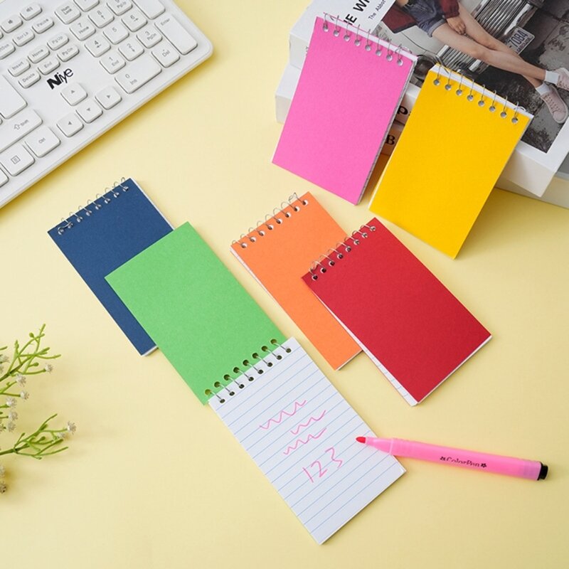 6x Wirebound Notebooks Stationery Notebook Wire Pocket Notebooks for Home Office Dropship