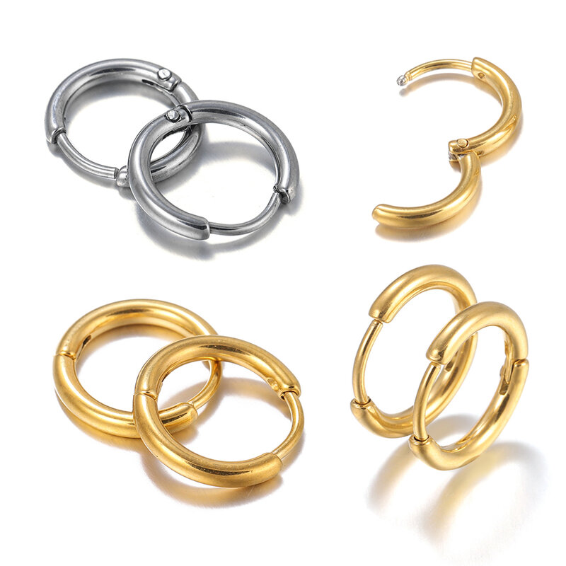 Круглые серьги-кольца из нержавеющей стали, Ювелирная фурнитура для поделок «сделай сам», цвет золото, геометрия, 10 штук в партии