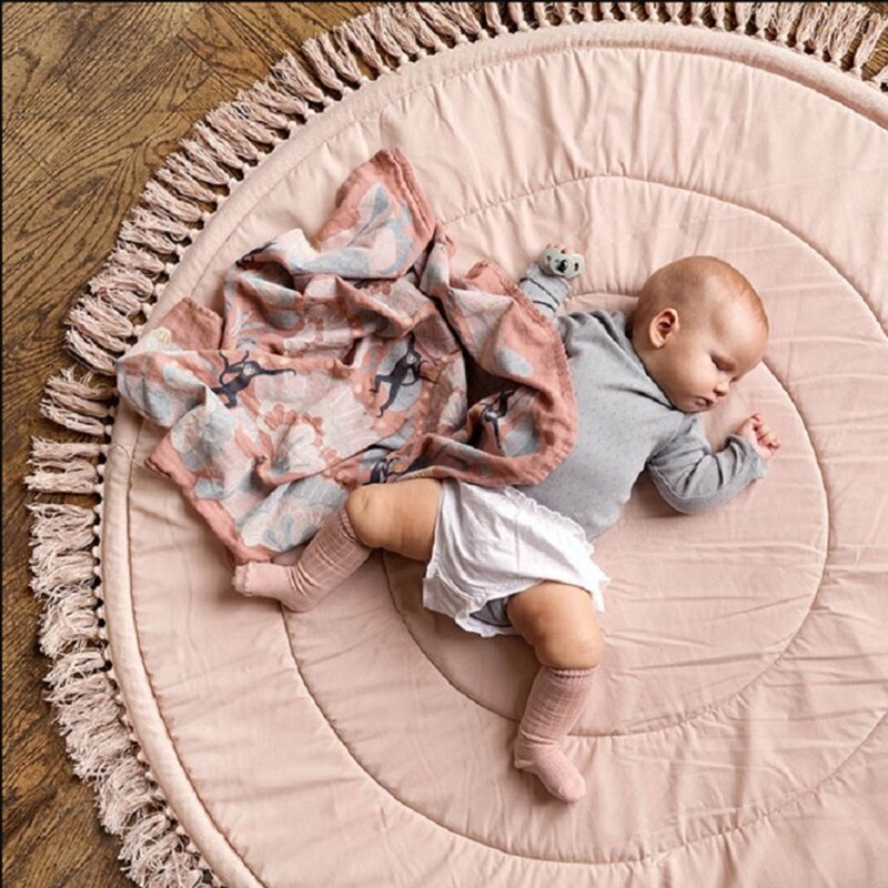 Baby-Bodenteppich aus weicher Baumwolle für Spielmatte, Krabbeldecke, Bodenaktivitätskissen, Kinderzimmer-Dekoration