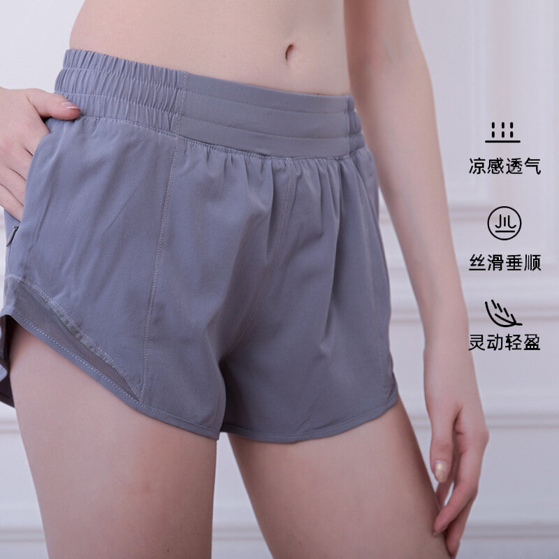 Pantalones cortos deportivos antideslumbrantes para mujer, malla de retales, transpirables, secado rápido, primavera y verano