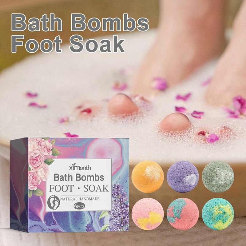 6 Pcs Bath Foot Bombs Set Sea Salt Baking Soda Foot Balls for Dry Cracked Peeling Dead Skin