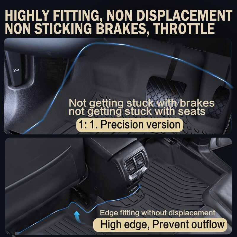 Car Floor Mats Heavy Duty TPE All Weather for 2014-2019 Toyota Corolla Odorless Anti-Slip 1st & 2nd Row Black