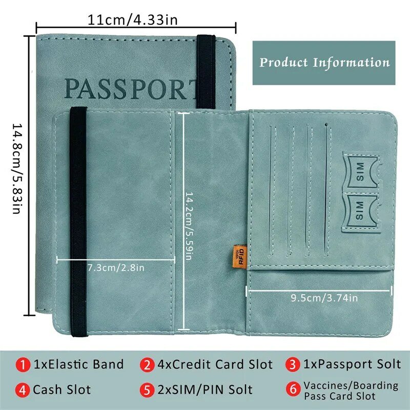 남녀공용 RFID 빈티지 비즈니스 여권 커버, 거치대 다기능 ID 은행 카드, PU 가죽 지갑 케이스, 여행 액세서리