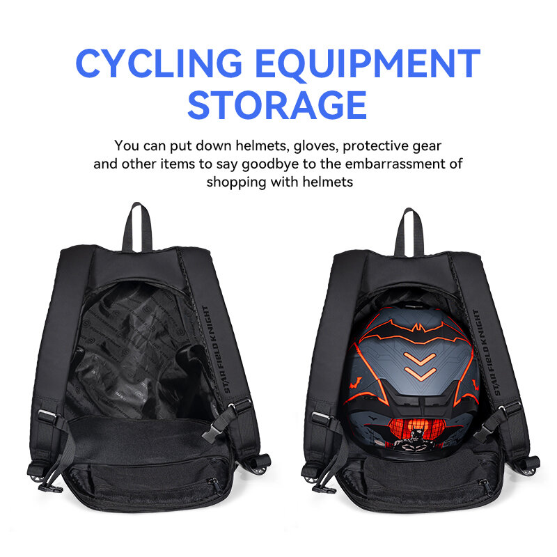 SFK 오토바이 라이딩 기어 대용량 헬멧 가방, 다기능 배낭 방수, 야간 반사 로고, 야외 여행