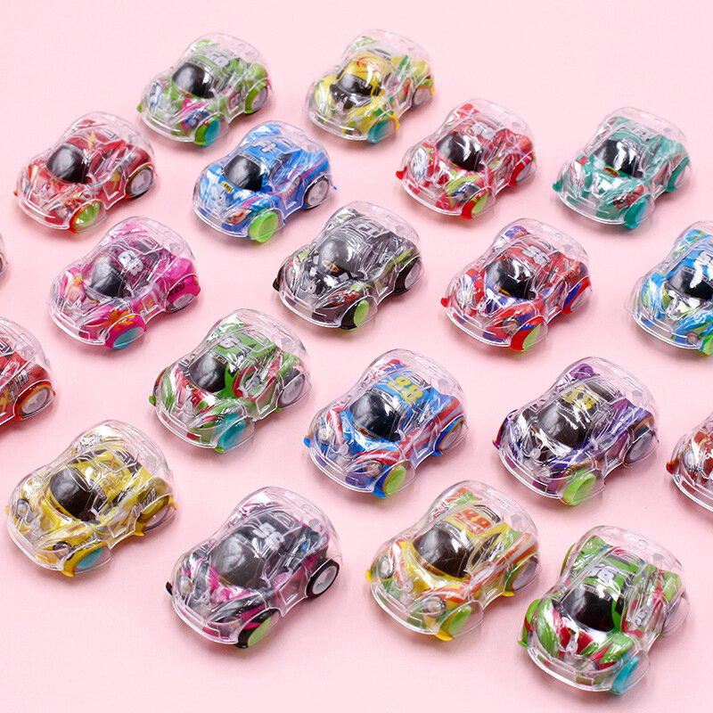 10PCS Pinata Filler Carnival Classroom Prize Gifts Pack Mini Transparent Pull Back Car Toys Kids Birthday Party Favors Giveaway