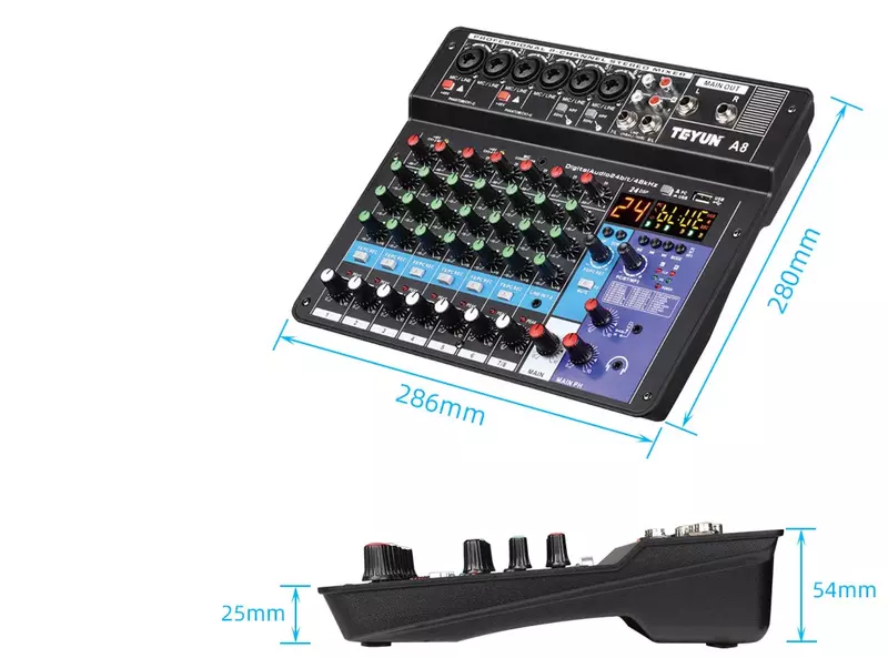 Professional 8-6-4 channel digital mixer sound card microphone mobile phone live broadcast computer recording DJ audio equipment