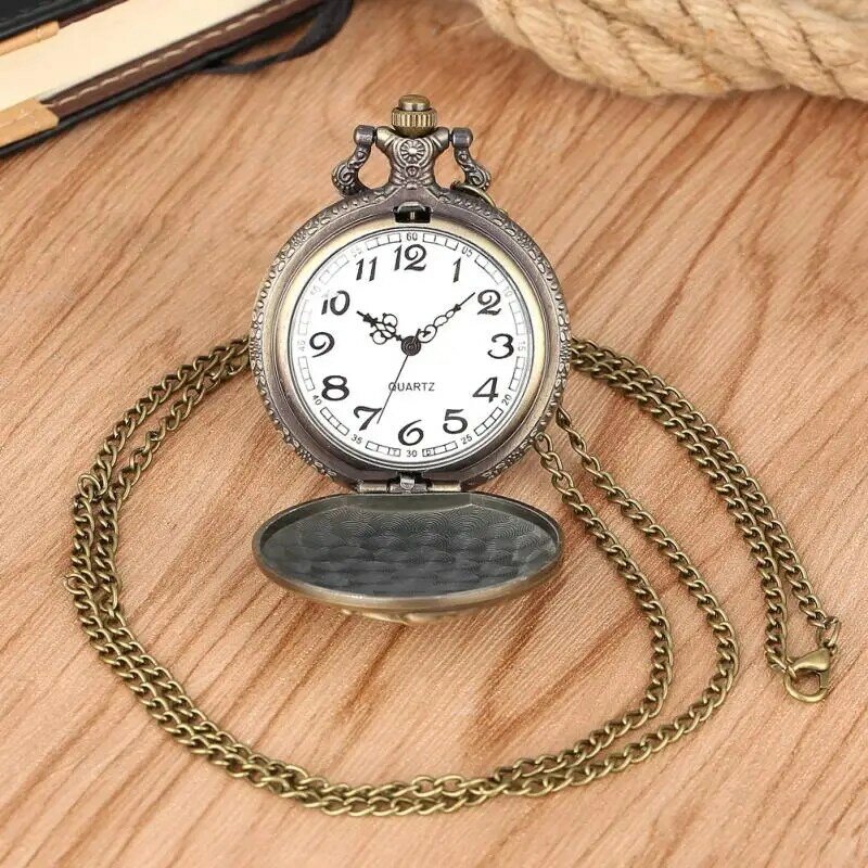 Łańcuch z brązu zegarek antyczny silnik lokomotywy pociągu ładny wisiorek naszyjnik zegar męski zegarek kieszonkowy