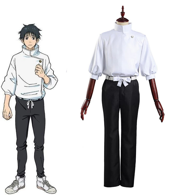 Anime juskeleton su Kaisen Yuta Okkotsu parrucca Costume Cosplay uomo donna top + pantaloni + cintura abito di carnevale di Halloween