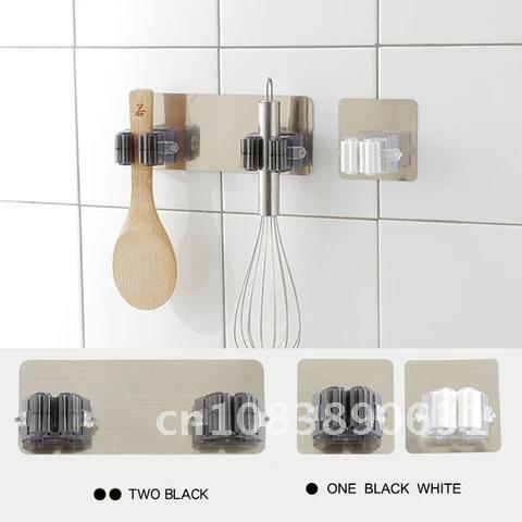 Non-marking Viscose Hooks Multifunctional Mop Holder Nail-free Wall Hangingrack Kitchen Bathroom Waterproof Shelf